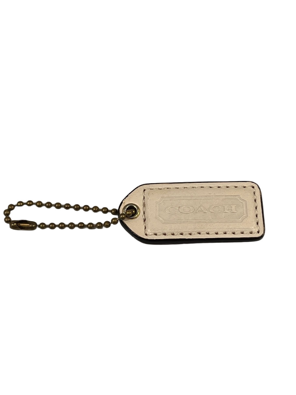 Coach Cream Leather and Pink Suede Hang Tag with Gold Ball Chain